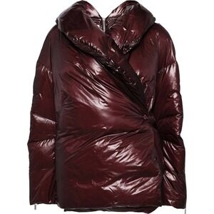 NWT Helmut Lang Women's Apex Duck Down Cocoon Cowl neck Jacket Burgundy Small